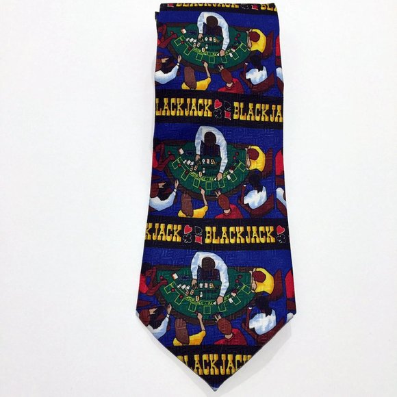 Vintage Ralph Marlin Blackjack Casino Gambling Neck Tie 90s - Picture 3 of 11